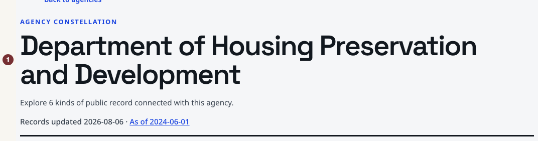 Housing Preservation and Development agency heading after selecting the search result.