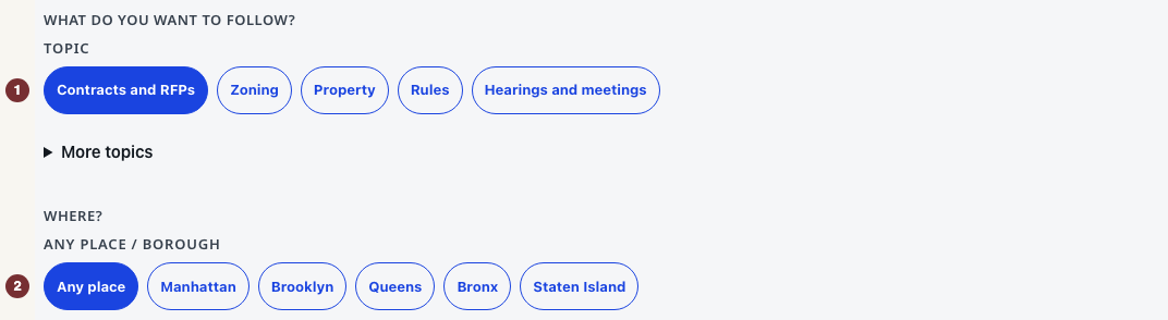Following topic buttons above the borough choices.
