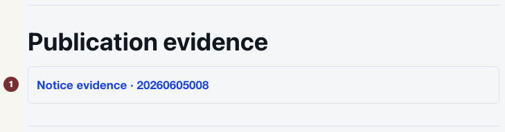 Publication evidence on the duty page includes the Sanitation notice request number.